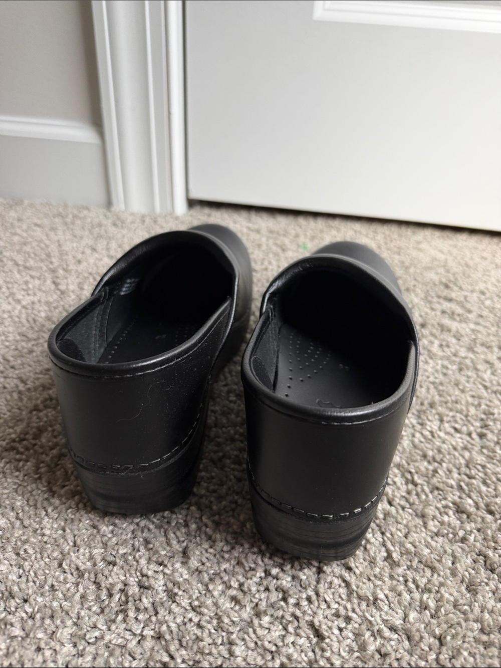 Dansko Black Leather Slip-On Clogs - Picture 4 of 6
